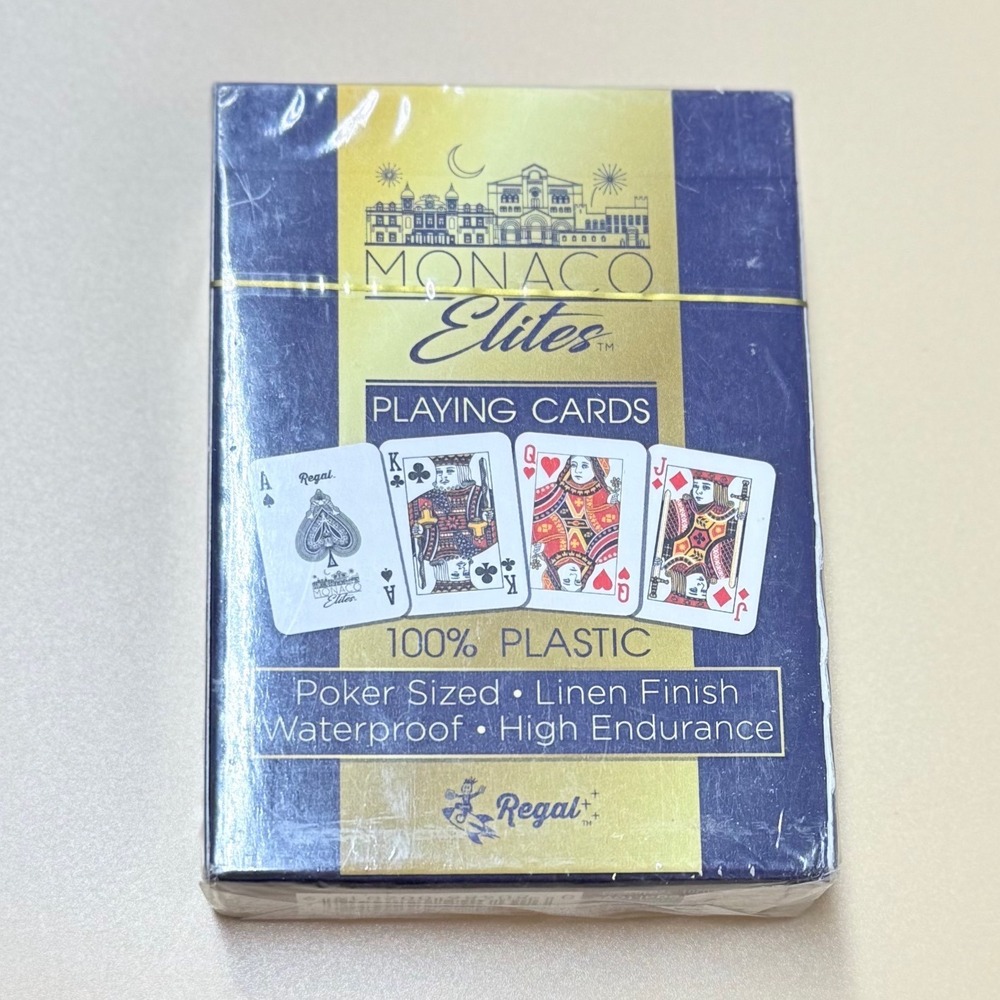 Regal Games Monaco Elites Playing Cards 100% Plastic Waterproof Linen Finish New